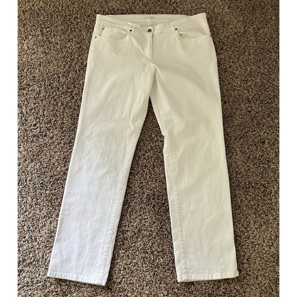 Eileen Fisher White Denim Straight Leg Jeans Size Large Minimalistic Cozy